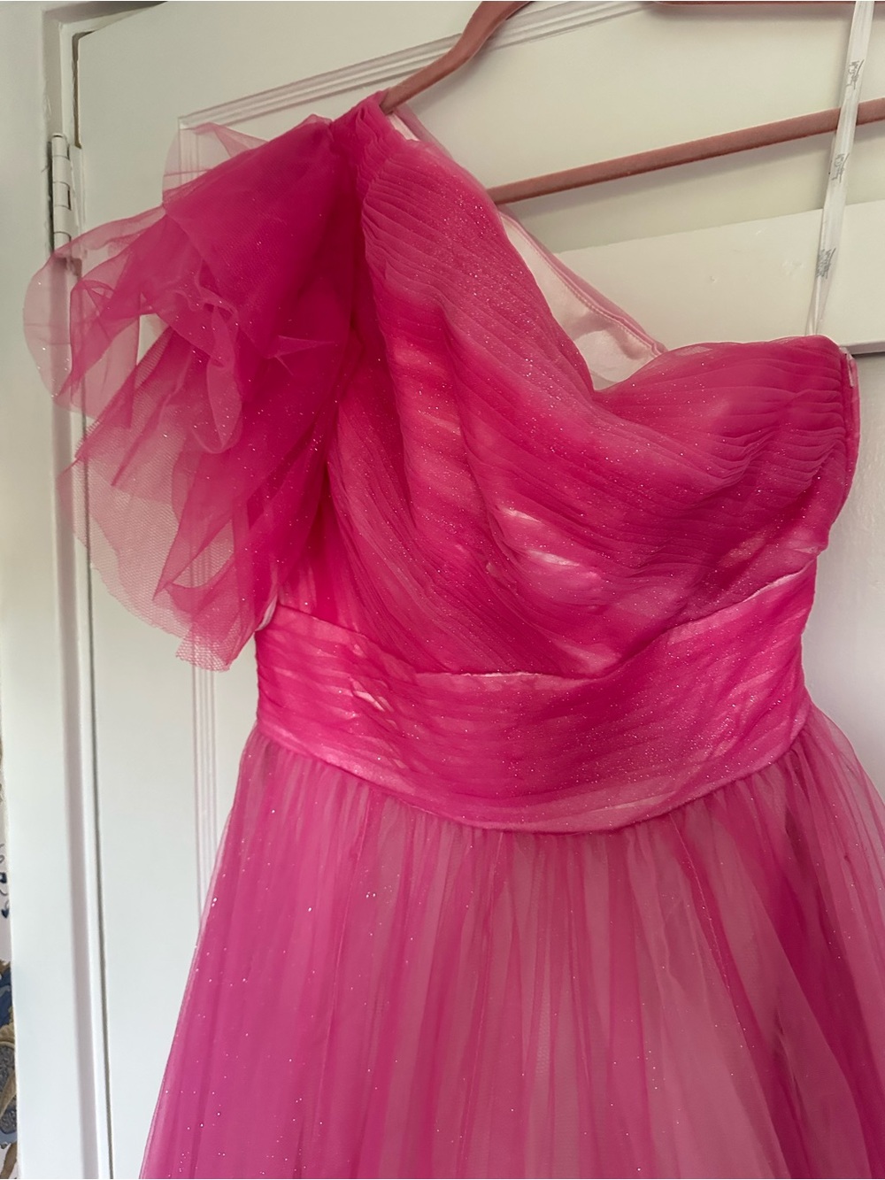 Mac Duggal Pink Ombre Sparkle Tulle Gown - Picture 3 of 6